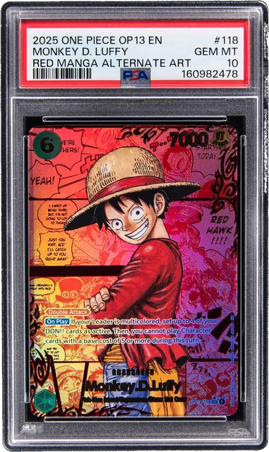 PSA 10 graded One Piece Monkey D. Luffy card sealed in a protective slab